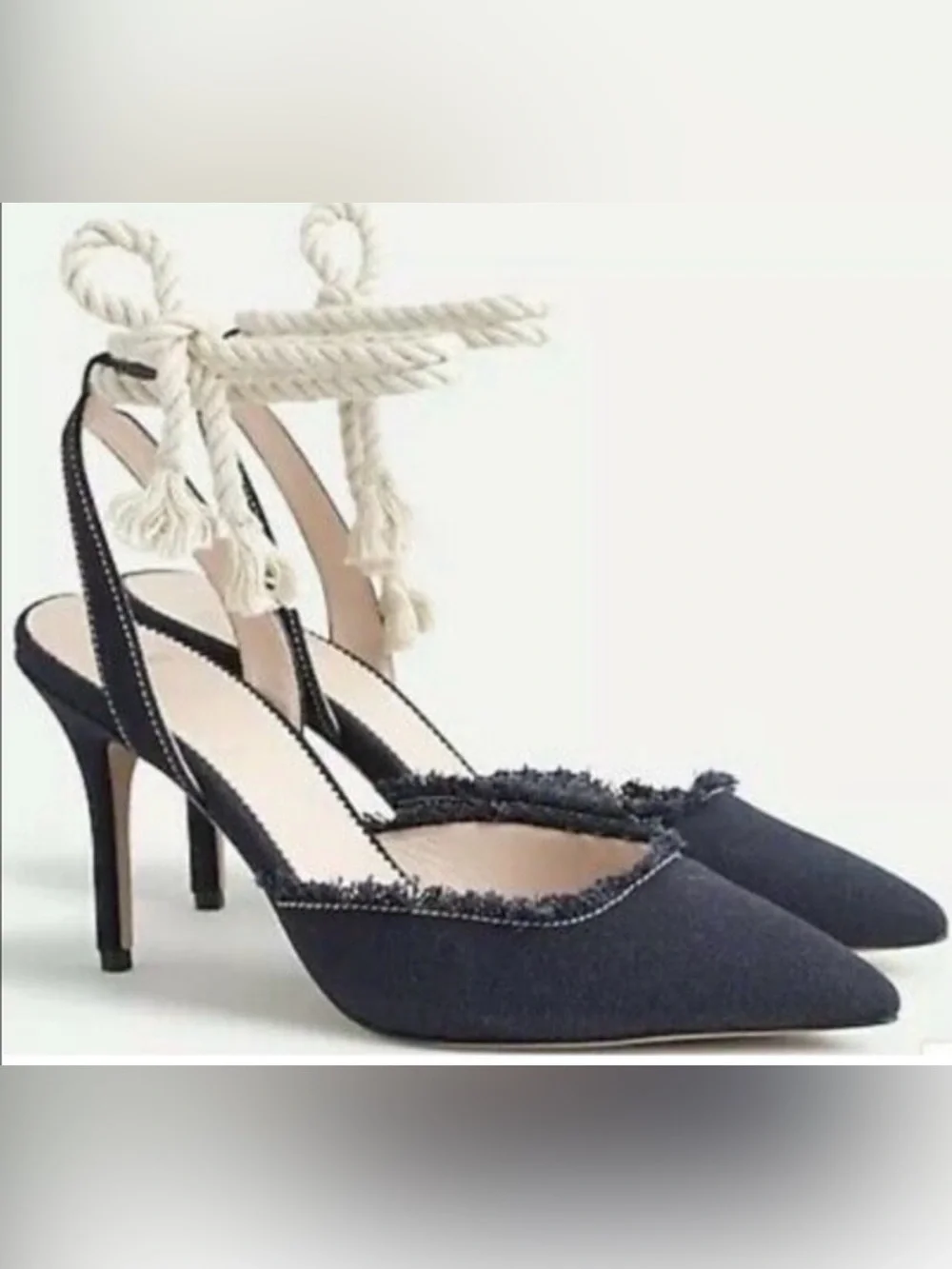 J Crew Elsie Canvas Pumps With Rope Tie Size 5.5